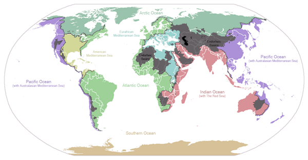 Ocean Drainage World Map