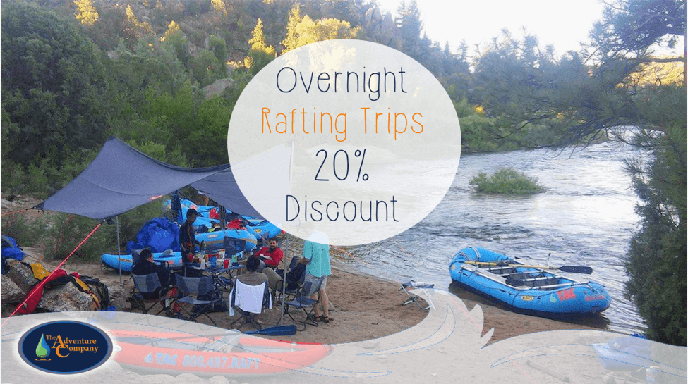 save 20% on all overnight rafting trips