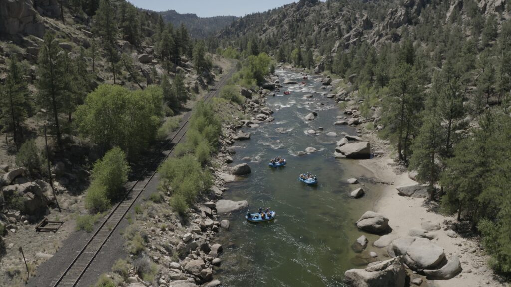 browns canyon whitewater rafting drone footage