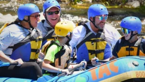 family enjoying first rafting trip in colorado